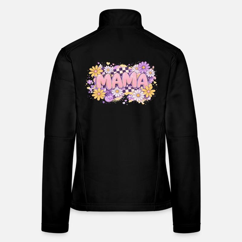 MAMA Damier Rétro et Fleurs Pastel | Chic Veste en tissu softshell Femme