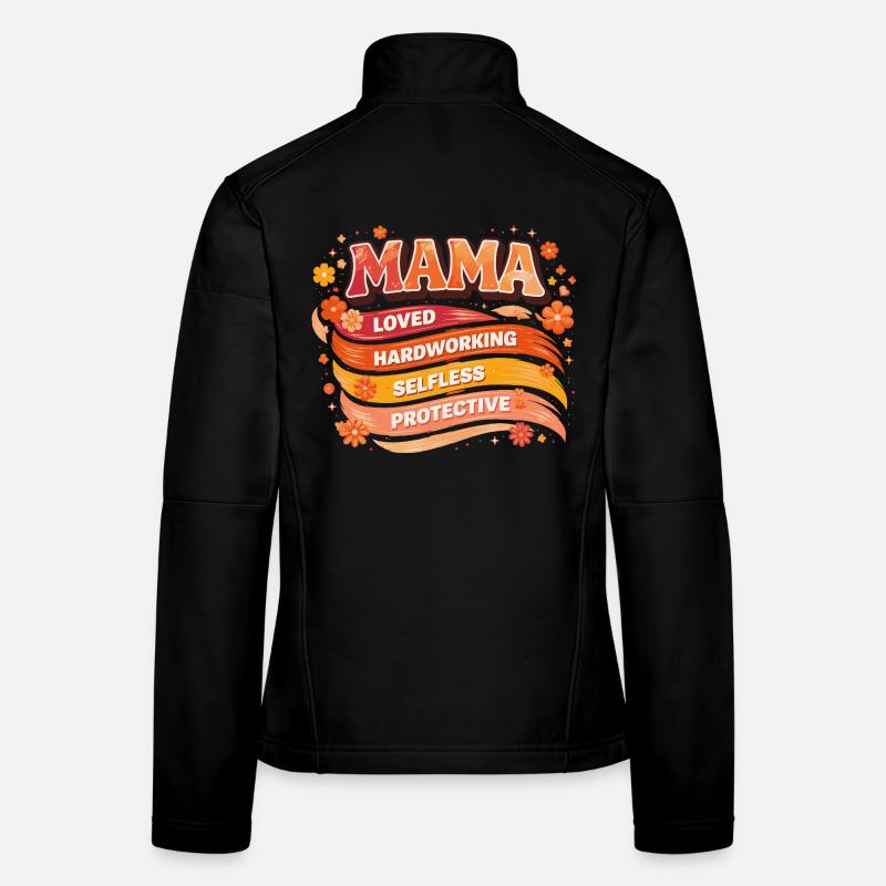 MAMA Qualités Rétro Vagues et Fleurs | Cadeau Veste en tissu softshell Femme