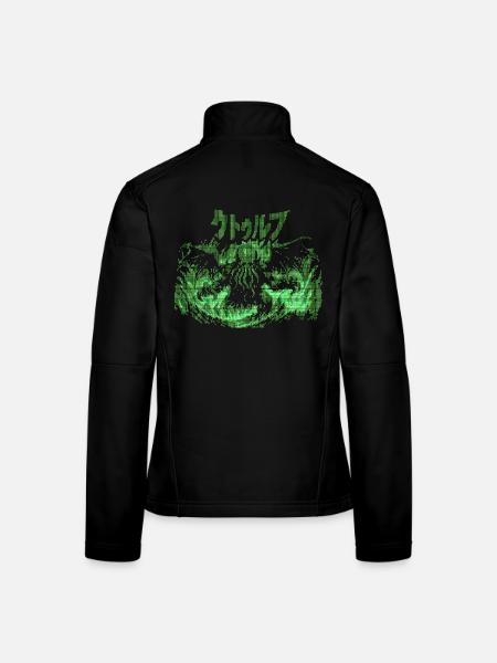 Cthulhu Pixel CRT Neon Green - Women's Softshell Jacket - black - Back