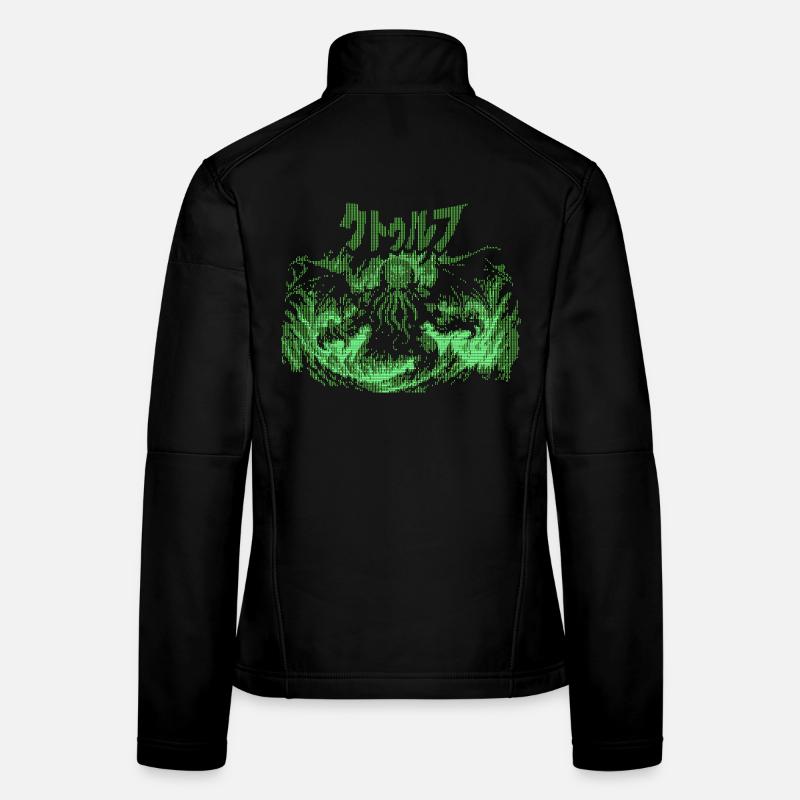 Cthulhu Pixel CRT Neon Green Frauen Softshelljacke