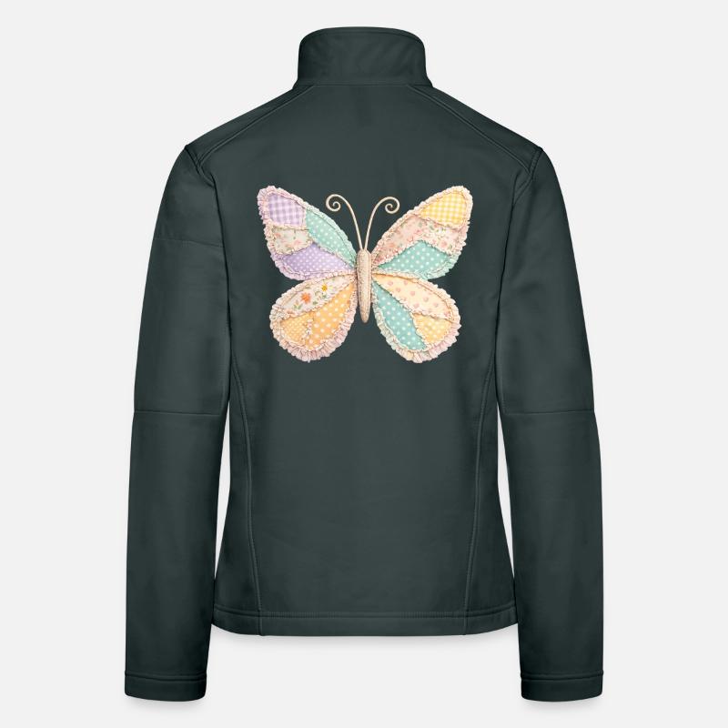 Schmetterling Patchwork Vintage Cottagecore Frauen Softshelljacke