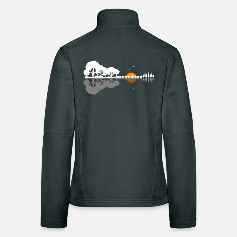 Guitar Nature Forest Trees Reflection Music Gift Women's Softshell Jacket