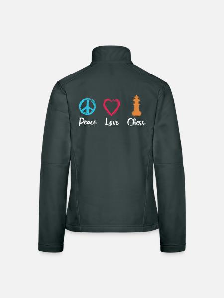 Frieden Liebe Schach - Frauen Softshelljacke - Schwarz - Hinten