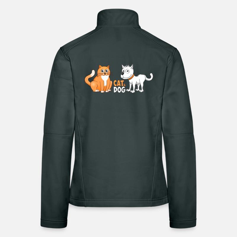 Illustration joyeuse d’un chat et d’un chien. Veste en tissu softshell Femme