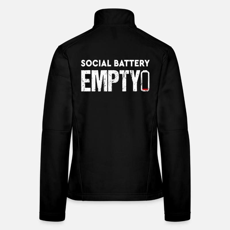 Batterie sociale Vide Introverti drôle Dire Veste en tissu softshell Femme