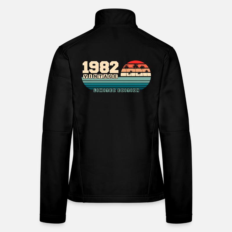 43. Geburtstag 1982 Vintage 1982 Retro Sunset Frauen Softshelljacke