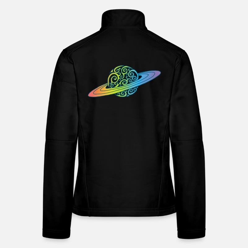 Multicolored Spiral Planet Women's Softshell Jacket