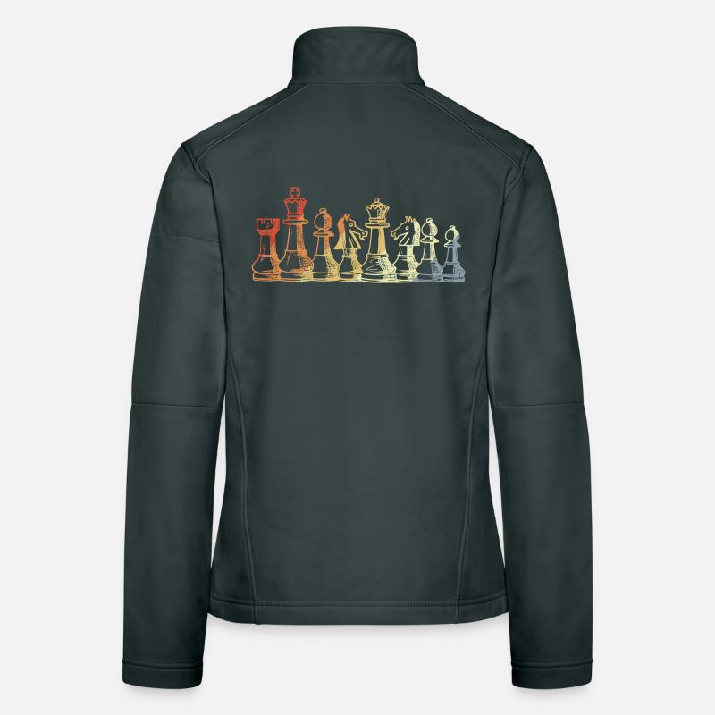 Vintage Chess Pieces Sketch Women's Softshell Jacket
