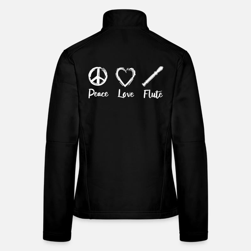 Peace Love Flute - Frauen Softshelljacke - Schwarz