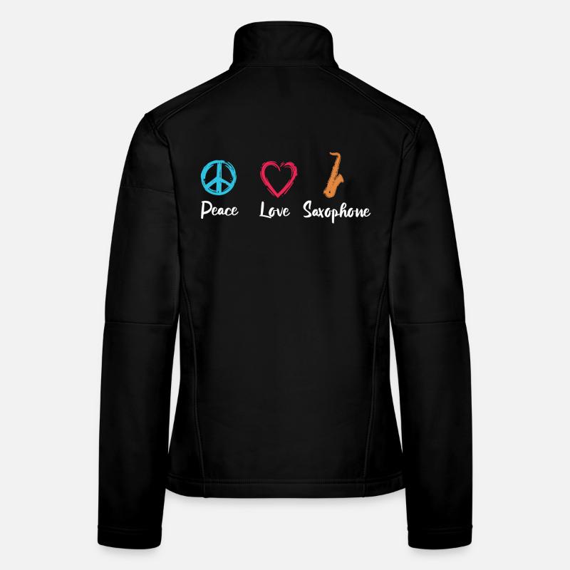 Saxophone Amour Paix Veste en tissu softshell Femme