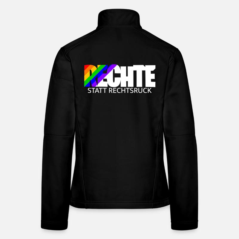 Menschenrechte statt Rechtsruck - Regenbogen - Frauen Softshelljacke - Schwarz