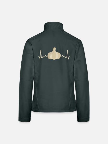 Garlic Love Heartbeat Valentine's Day Saying - Women's Softshell Jacket - black - Back