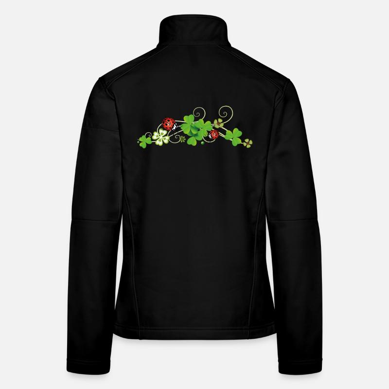 Trèfle, trèfle chanceux avec des coccinelles. Veste en tissu softshell Femme