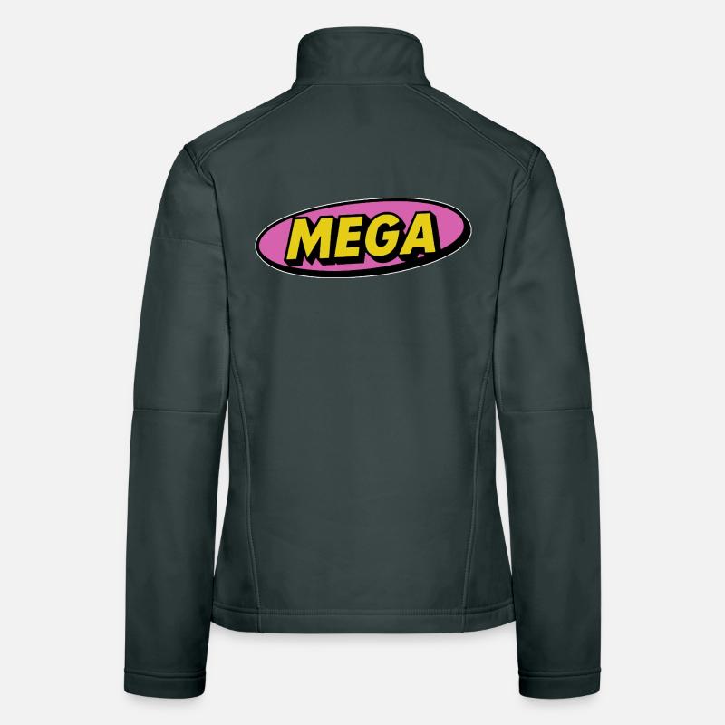 Mega comic retro Schriftzug Wort Frauen Softshelljacke
