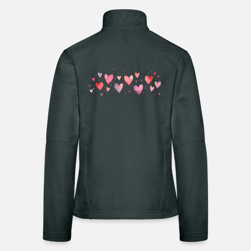 Love Hearts Shape Pattern Print Women's Softshell Jacket