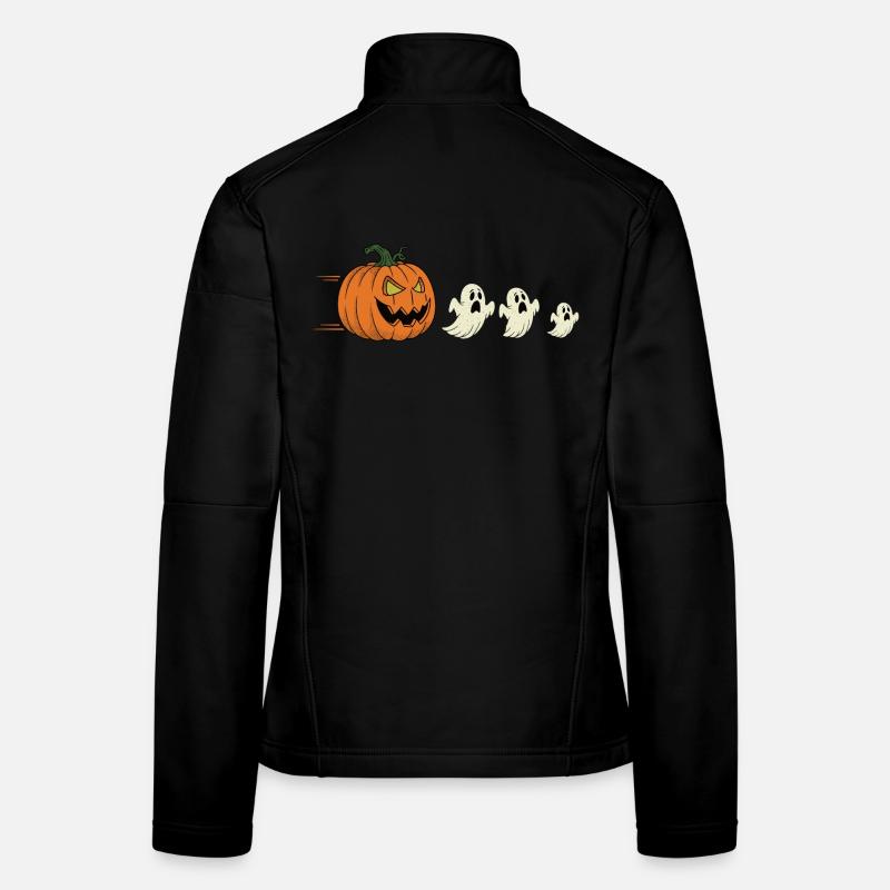 Halloween Pumpkin and Fleeing Ghosts Women's Softshell Jacket