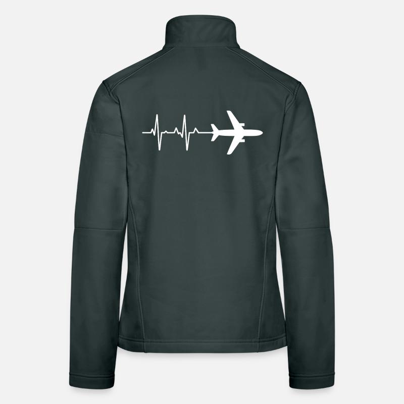 Airplane Heartbeat Pattern Women's Softshell Jacket