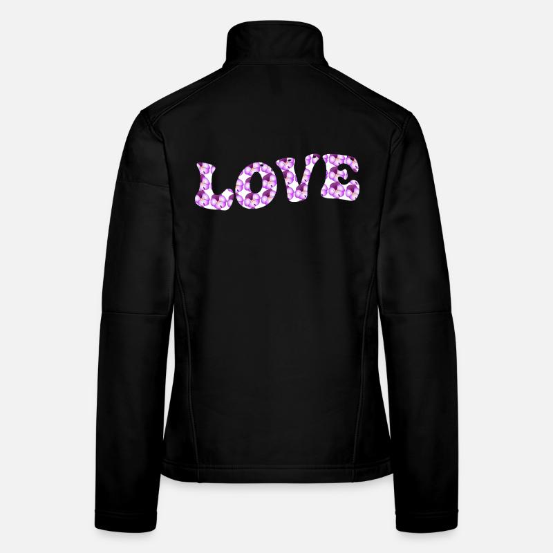 Love motif with lilac flowers - Women's Softshell Jacket - black