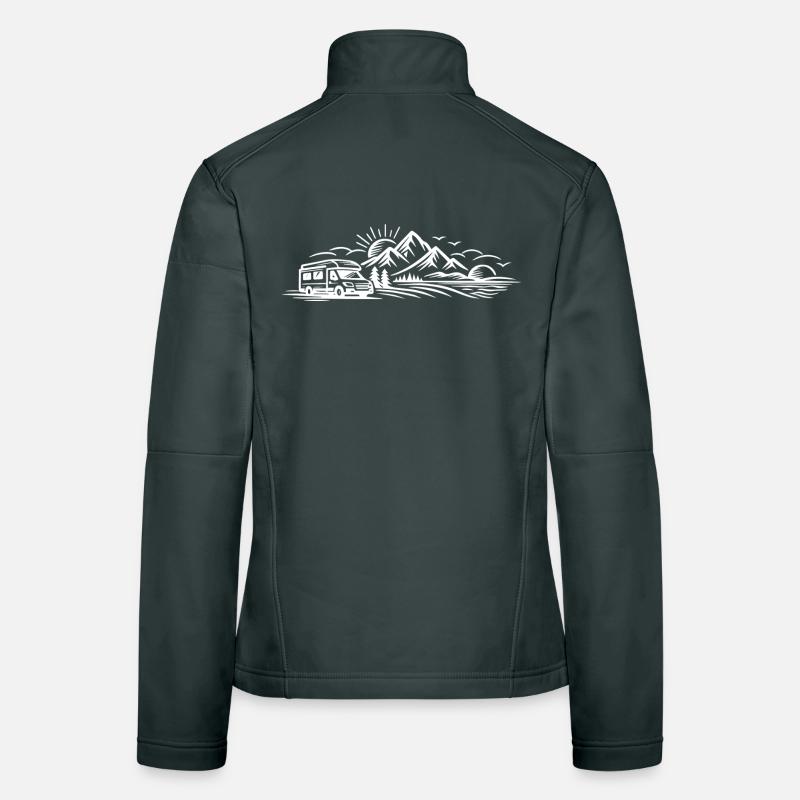 Camping Car Landscape Women's Softshell Jacket