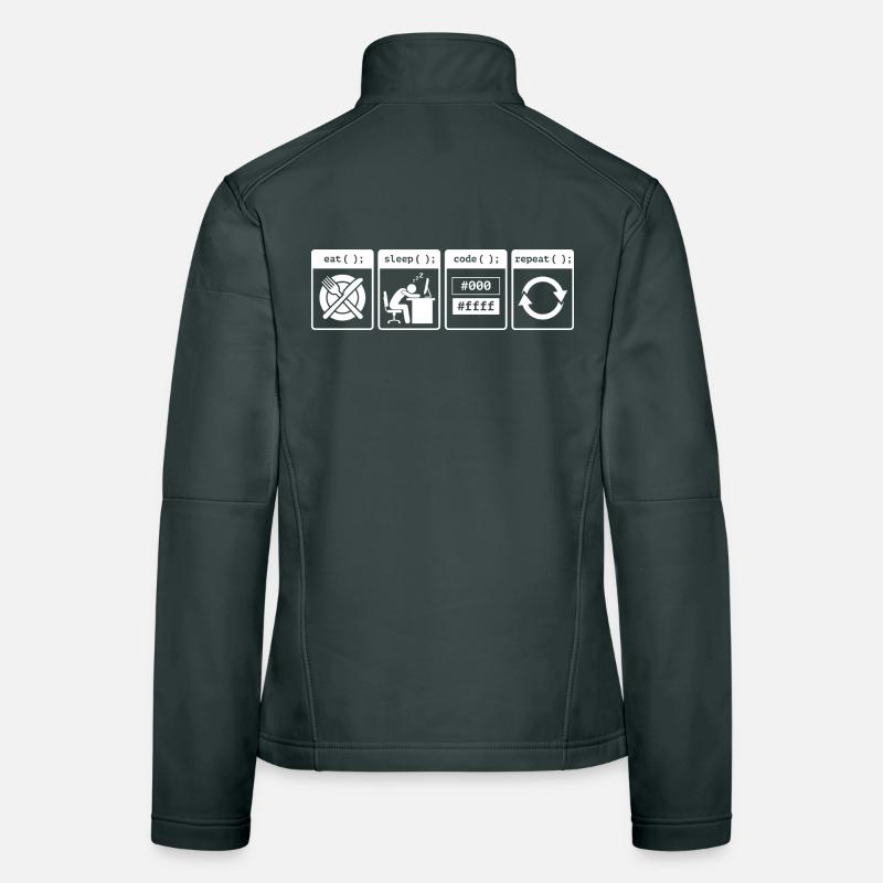 Eat Sleep Code Repeat – Coder Workflow Design Frauen Softshelljacke
