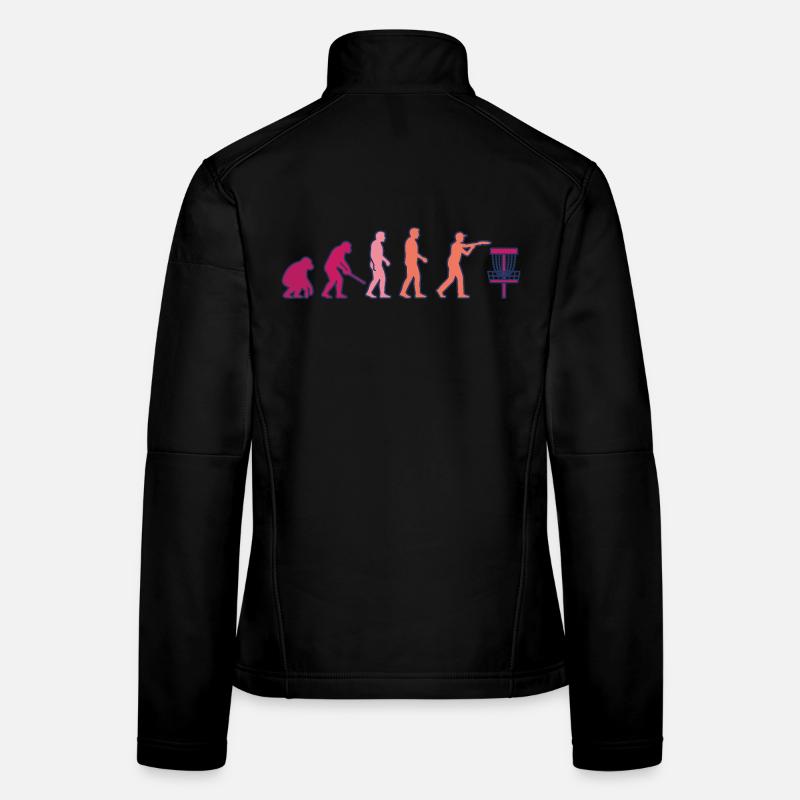 Disc Golf Evolution Lustiger Discgolfer Fliegender Disc - Frauen Softshelljacke - Schwarz