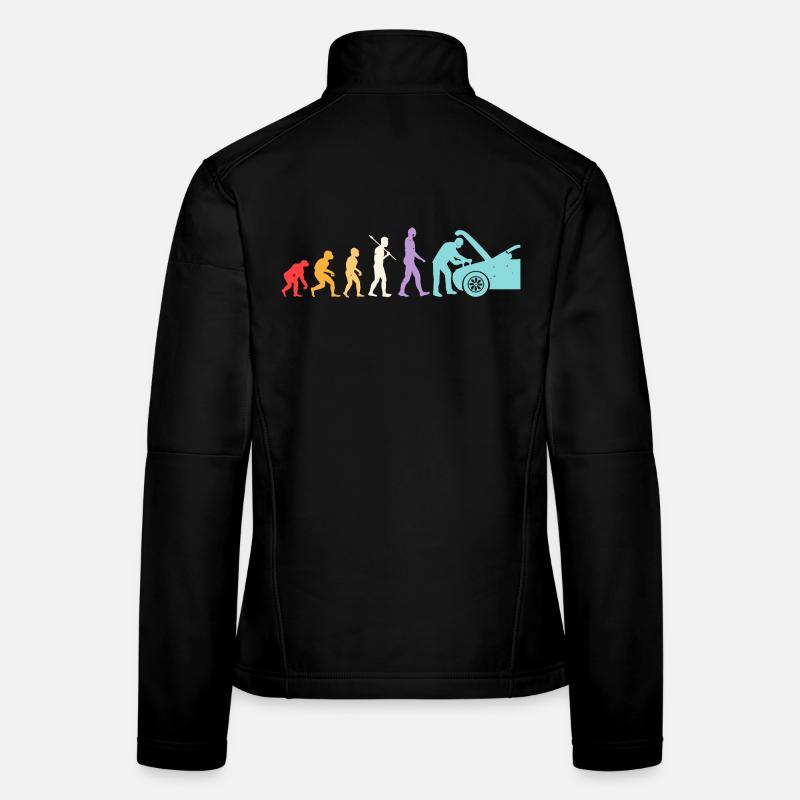 Evolution Mechaniker Humor Mechaniker Werkstatt Frauen Softshelljacke