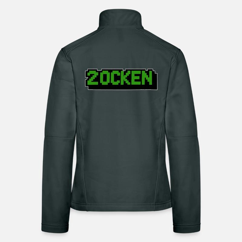 Lettering Zocken Retro Computer Women's Softshell Jacket