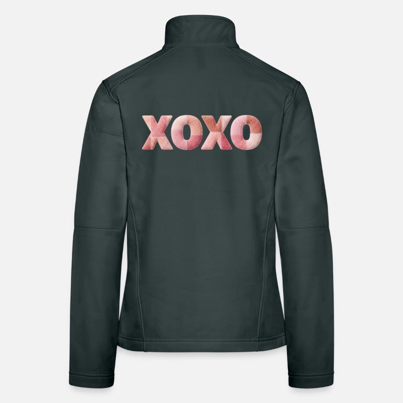 XOXO Patchwork Spruch Kuss Umarmung Frauen Softshelljacke