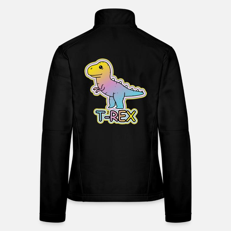 Pastel T-Rex Cartoon Design Veste en tissu softshell Femme