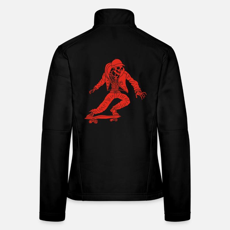 Red Skeleton on Skateboard Women's Softshell Jacket