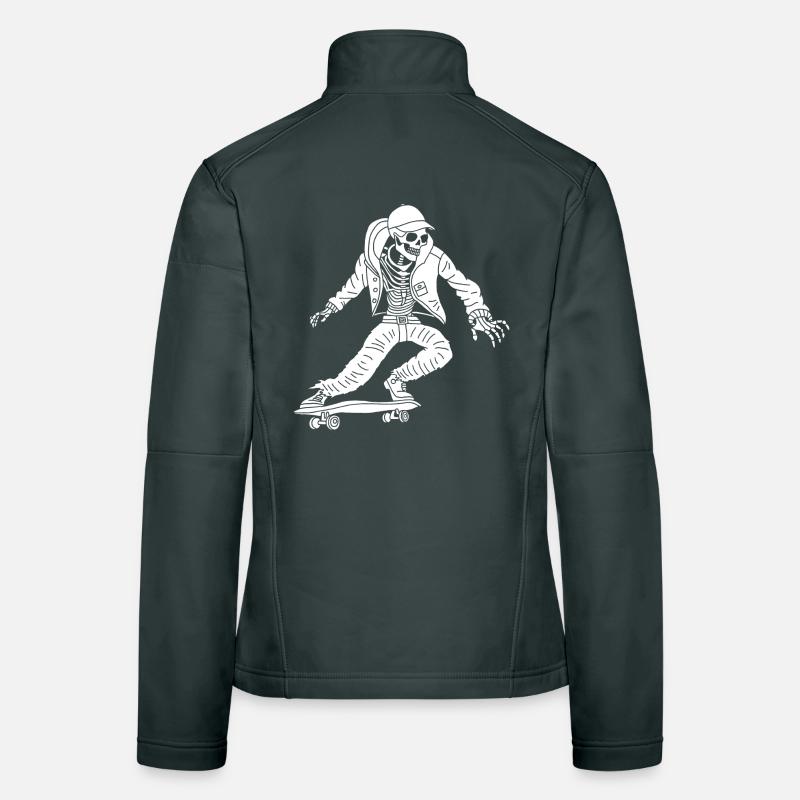 White skeleton on skateboard Women's Softshell Jacket