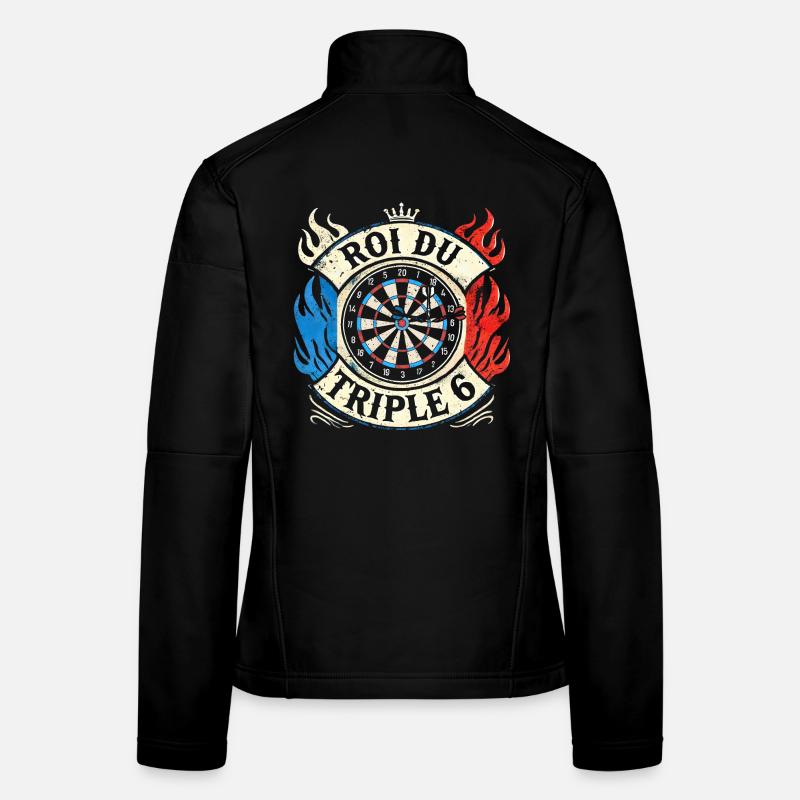 Roi du triple 6 humour fléchettes roi dard cible Veste en tissu softshell Femme