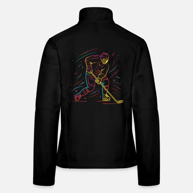 Eishockeyspieler Line Art - Frauen Softshelljacke - Schwarz