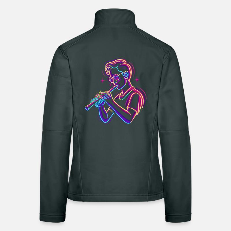Flöte Junge Grafik Synthwave Frauen Softshelljacke