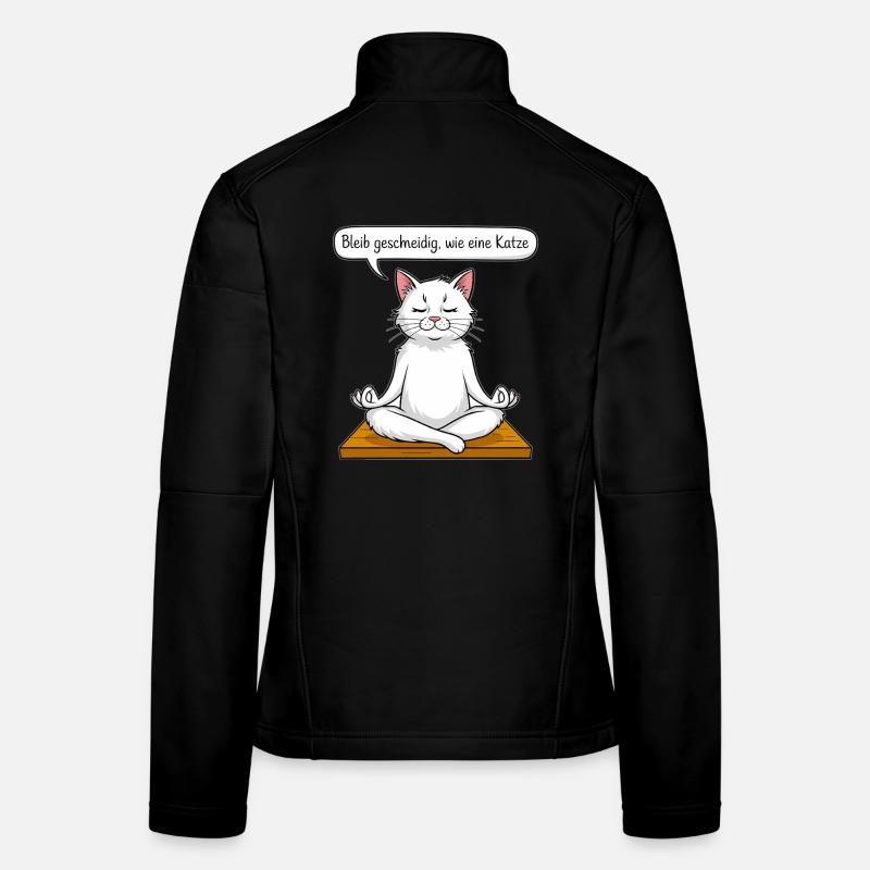Katzen-Meditation - Frauen Softshelljacke - Schwarz