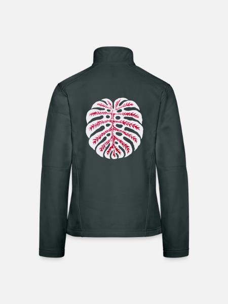 Monstera Blatt Rot – Tropisches Pflanzenmotiv - Frauen Softshelljacke - Schwarz - Hinten