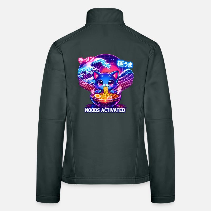 Ramen Kitty Neon Wave Women's Softshell Jacket