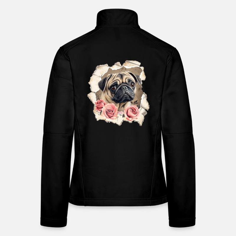 Mops mit Rosen Frauen Softshelljacke
