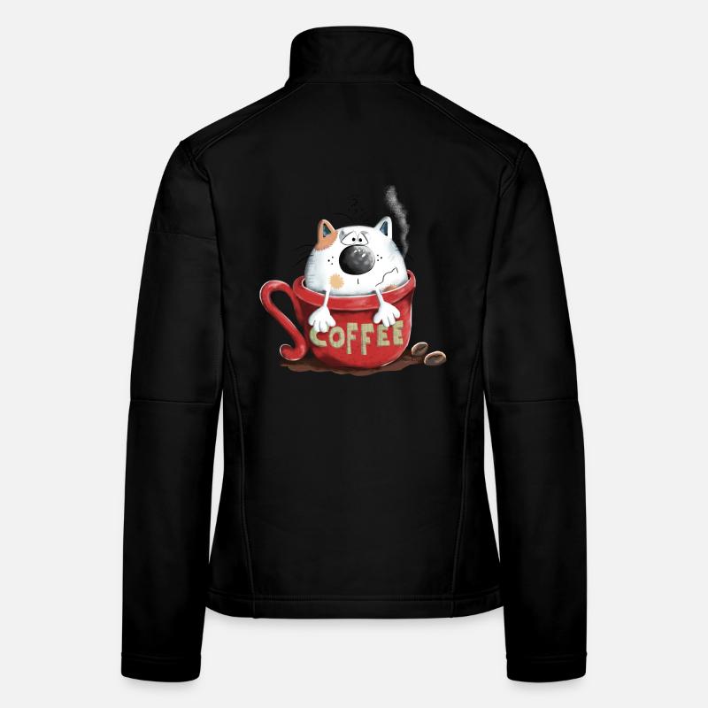 Chat et café Veste en tissu softshell Femme
