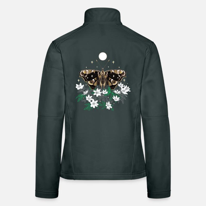 Moth Moth avec des anémones de brousse Veste en tissu softshell Femme