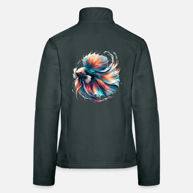 Leuchtender Betta Splendens, Kampffsich bunt Frauen Softshelljacke