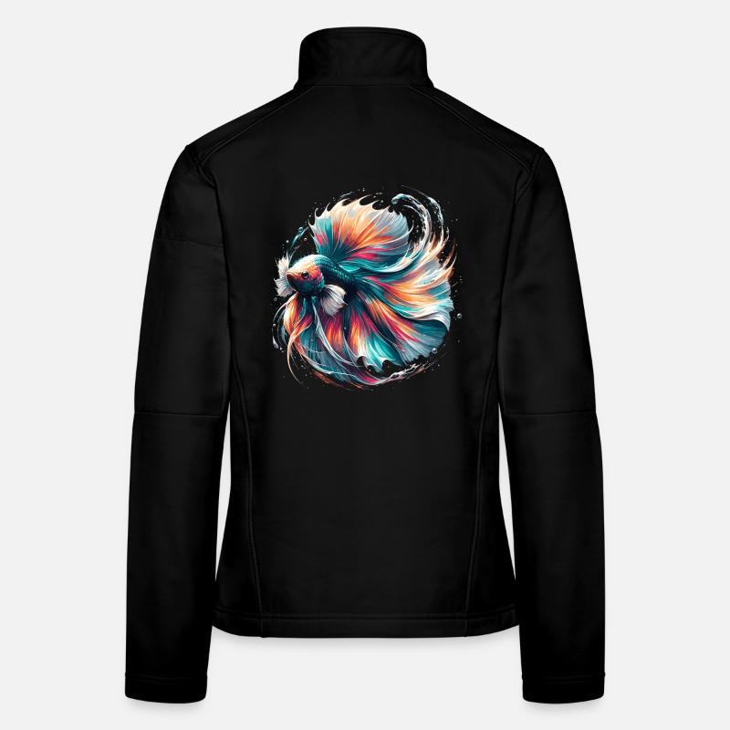 Bright Betta Splendens, Colorful Women's Softshell Jacket