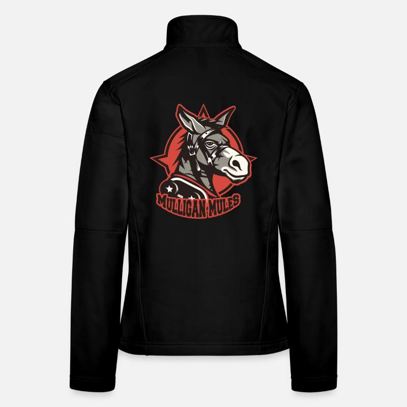 Mulligan Mules Maskottchen-Logo - Frauen Softshelljacke - Schwarz