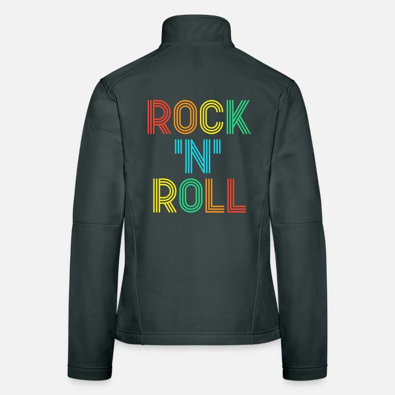 Texte néon rétro multicolore Rock’N’Roll Veste en tissu softshell Femme