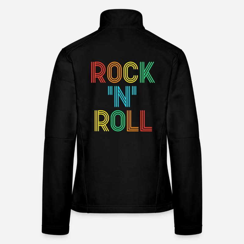 Texte néon rétro multicolore Rock’N’Roll Veste en tissu softshell Femme