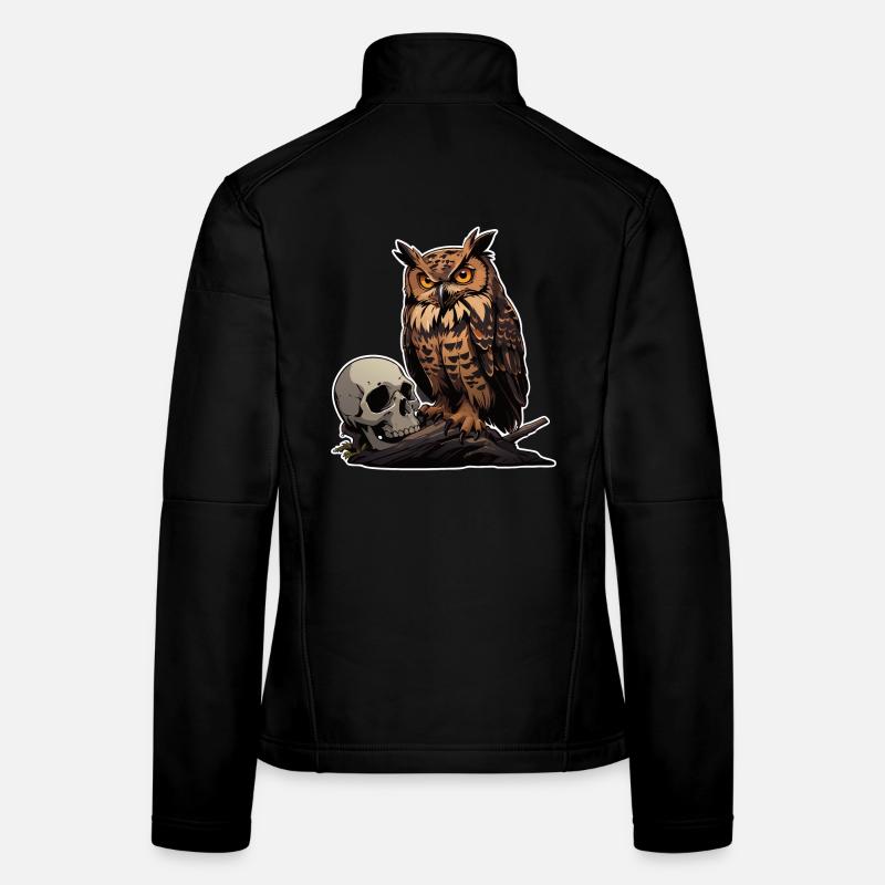 Mystische Eule sitzt auf einem Skull Frauen Softshelljacke
