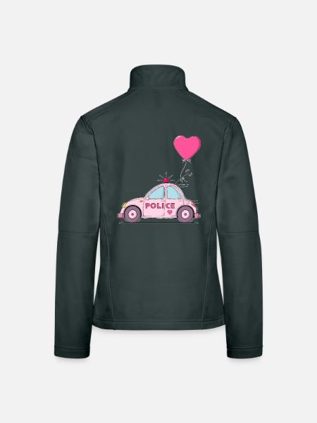 Police Heart Pink - Women's Softshell Jacket - black - Back