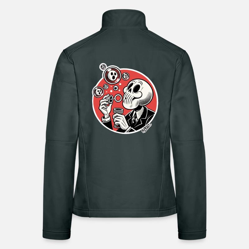 Skeleton Bubble Blower Illustration Women's Softshell Jacket