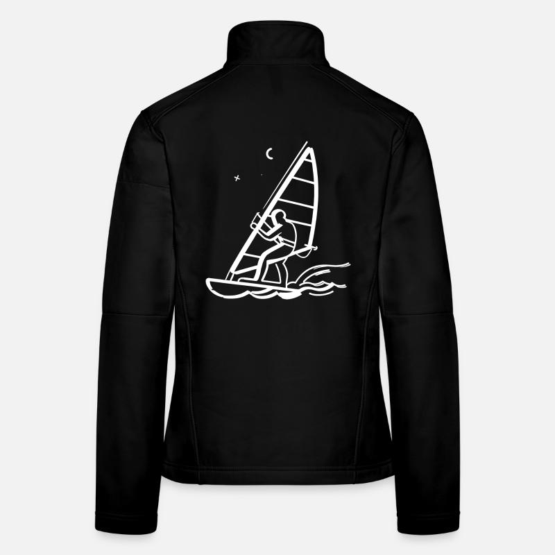 Windsurfen Line Art - Frauen Softshelljacke - Schwarz