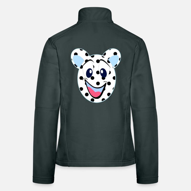 Blue Laughing Bear with Dots Women's Softshell Jacket